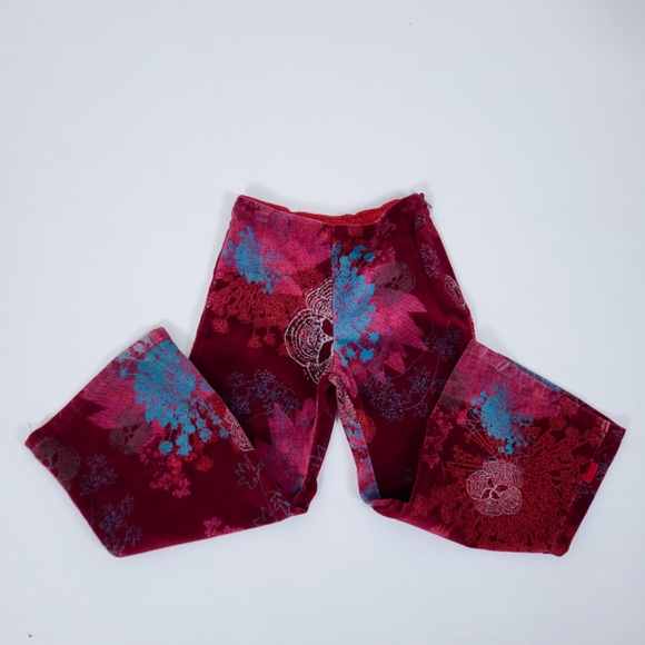 KENZO Bell Bottoms Wide Leg High Rise Velvet Abstract Size 5/6/7 Pants - Picture 6 of 9